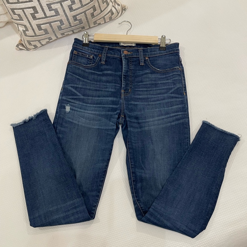 Madewell Indigo Distressed 9inch High Rise Skinny Jeans